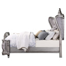 Ariadne Queen Bed, Velvet & Antique Platinum Finish Acme