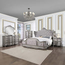 Ariadne Queen Bed, Velvet & Antique Platinum Finish Acme