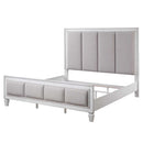 Katia King Bed, Light Gray Linen, Rustic Gray & Weathered White Finish Acme