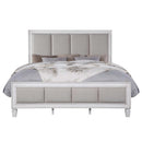 Katia King Bed, Light Gray Linen, Rustic Gray & Weathered White Finish Acme
