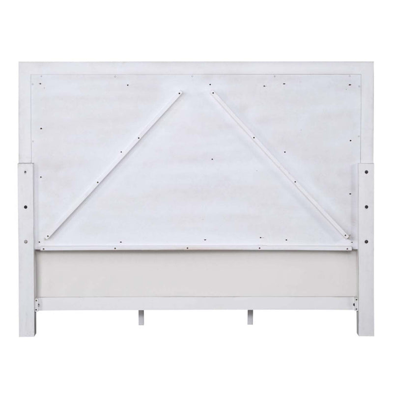 Katia King Bed, Light Gray Linen, Rustic Gray & Weathered White Finish Acme