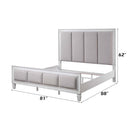 Katia King Bed, Light Gray Linen, Rustic Gray & Weathered White Finish Acme