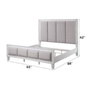 Katia Queen Bed, Light Gray Linen, Rustic Gray & Weathered White Finish Acme