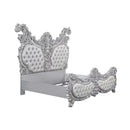 Valkyrie King Bed, Faux Leather & Antique Platinum Finish Acme