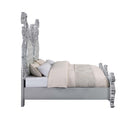 Valkyrie King Bed, Faux Leather & Antique Platinum Finish Acme
