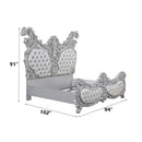 Valkyrie King Bed, Faux Leather & Antique Platinum Finish Acme