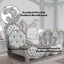 Valkyrie King Bed, Faux Leather & Antique Platinum Finish Acme