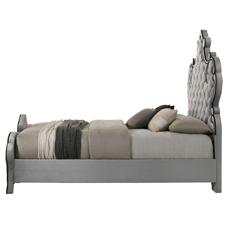 Perine Queen Bed, Gray Velvet Acme