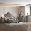 Perine Queen Bed, Gray Velvet Acme