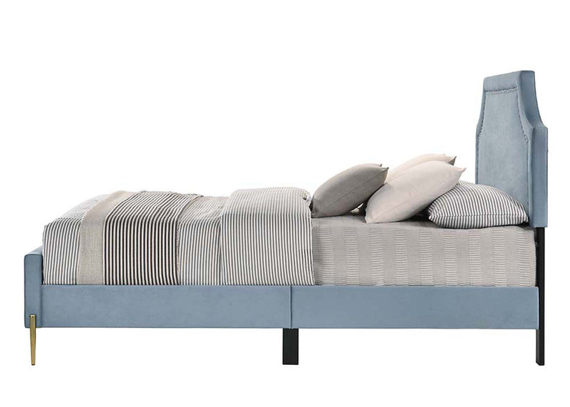 Milla Queen Bed, Light Blue Velvet Acme