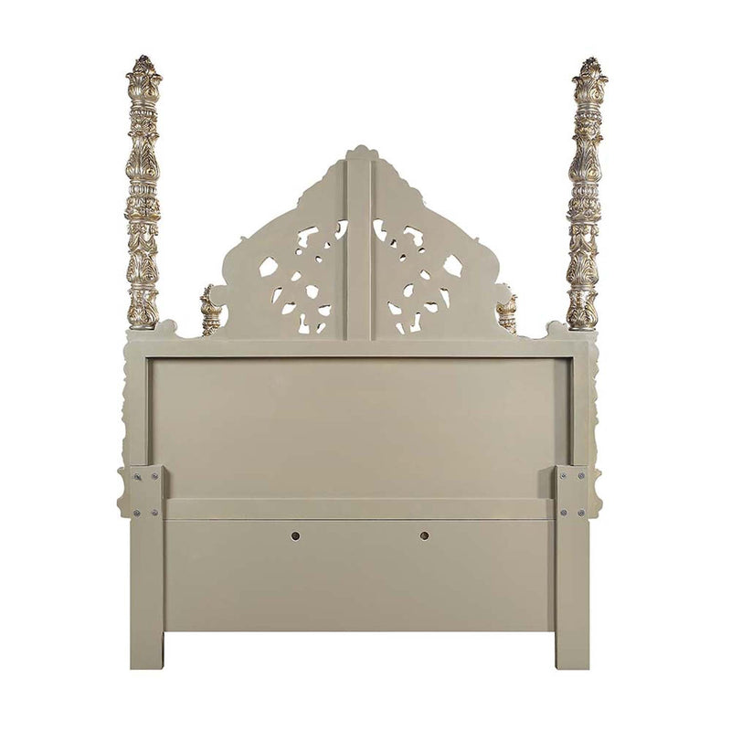 Danae King Bed, Faux Leather , Champagne & Gold Finish Acme