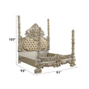 Danae King Bed, Faux Leather , Champagne & Gold Finish Acme