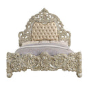 Sorina King Bed, Faux Leather & Antique Gold Finish Acme