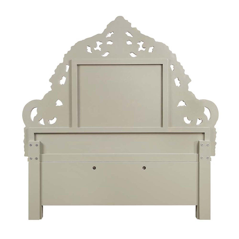 Sorina King Bed, Faux Leather & Antique Gold Finish Acme