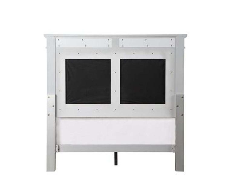 Varian Full Bed, Burgundy Velvet, Silver & Mirrored Finish Acme