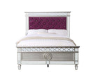 Varian Twin Bed, Burgundy Velvet, Silver & Mirrored Finish Acme
