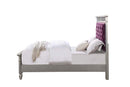 Varian Twin Bed, Burgundy Velvet, Silver & Mirrored Finish Acme