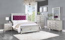 Varian Twin Bed, Burgundy Velvet, Silver & Mirrored Finish Acme