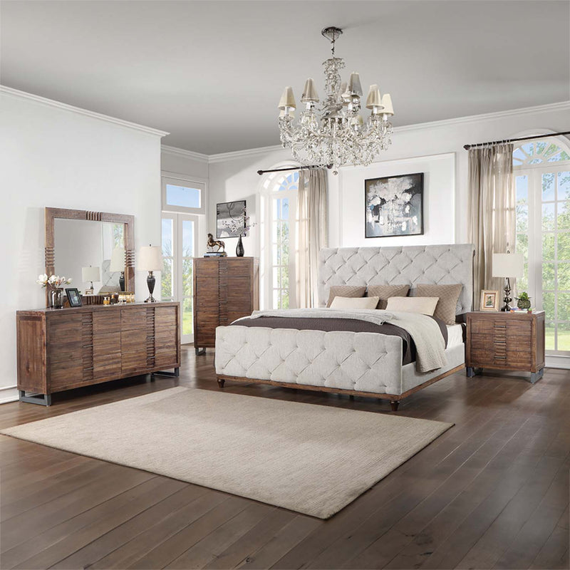 Andria King Bed, Reclaimed Oak Finish Acme
