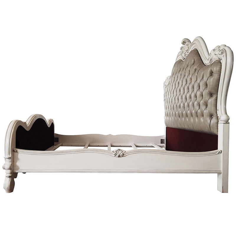 Versailles II California King Bed, Vintage Gray Faux Leather Acme