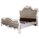 Versailles II Queen Bed, Vintage Gray Faux Leather & Bone White Finish Acme