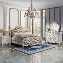 Versailles II Queen Bed, Vintage Gray Faux Leather & Bone White Finish Acme