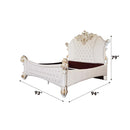Vendome King Bed, Two Tone Ivory Fabric & Antique Pearl Finish Acme