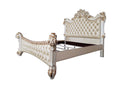Vendome California King Bed, Faux Leather & Antique Pearl Finish Acme
