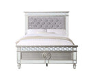 Varian Full Bed, Gray Velvet, Silver & Mirrored Finish Acme