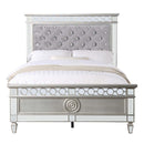 Varian Twin Bed, Gray Velvet, Silver & Mirrored Finish Acme