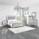 Varian Twin Bed, Gray Velvet, Silver & Mirrored Finish Acme