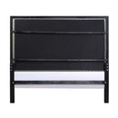Nicola King Bed, Silver Faux Leather & Black Finish Acme