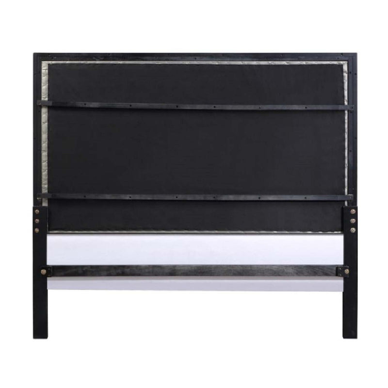 Nicola King Bed, Silver Faux Leather & Black Finish Acme