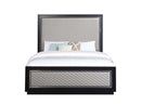 Nicola Queen Bed, Silver Faux Leather & Black Finish Acme