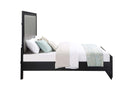 Nicola Queen Bed, Silver Faux Leather & Black Finish Acme