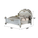 Vendome California King Bed, Faux Leather & Antique Pearl Finish Acme