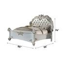 Vendome Eastern King Bed, Faux Leather & Antique Pearl Finish Acme
