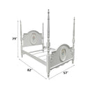 Flora Full Bed w/Poster, White Finish Acme