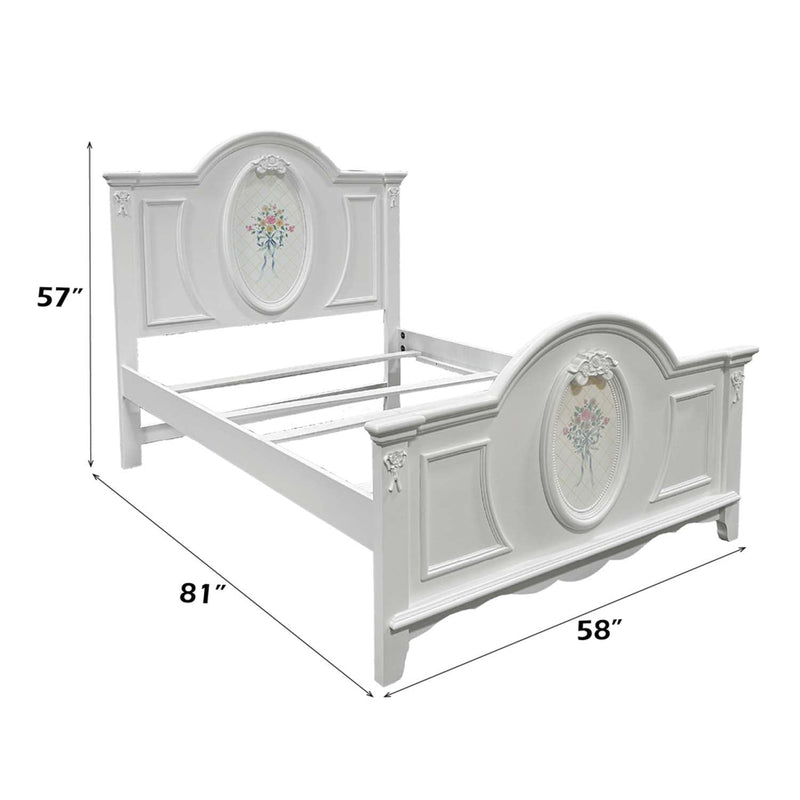 Flora Full Bed, White Finish Acme