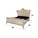 Dresden II California King Bed, Faux Leather & Bone White Finish Acme