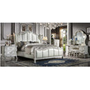 Dresden II King Bed, Faux Leather & Bone White Finish Acme