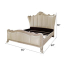 Dresden II Queen Bed, Faux Leather & Bone White Finish Acme
