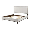 Carena King Bed, Light Gray Fabric & White & Brown Finish Acme