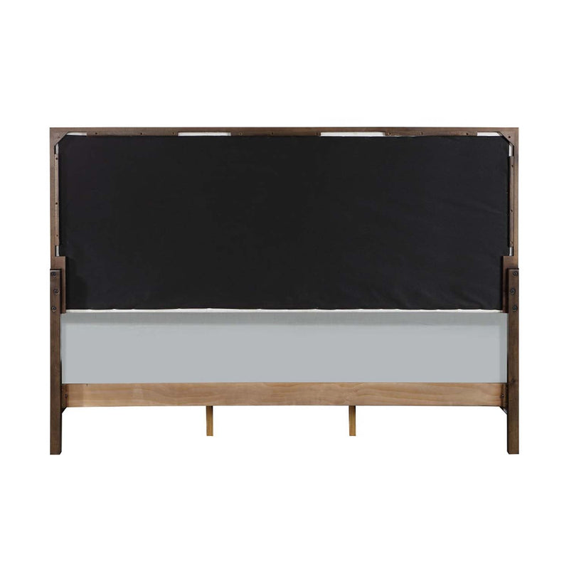 Carena King Bed, Light Gray Fabric & White & Brown Finish Acme
