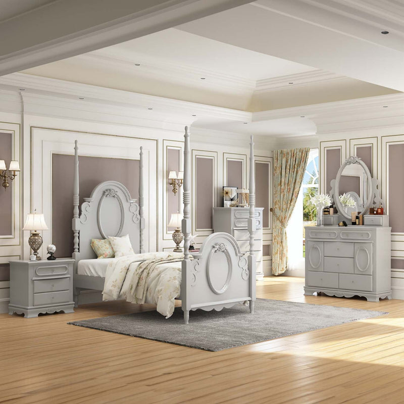 Flora Full Bed w/Poster, Gray Finish Acme