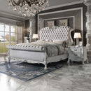 Dresden California King Bed, Fabric & Bone White Finish Acme