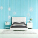 Dorothy Full Bed, Pearl White Faux Leather & Ivory Finish Acme