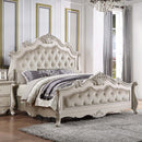 Bently Queen Bed, Fabric & Champagne Finish Acme