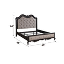 Chelmsford California King Bed, Beige Fabric & Antique Black Finish Acme