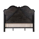 Chelmsford Queen Bed, Beige Fabric & Antique Black Finish Acme